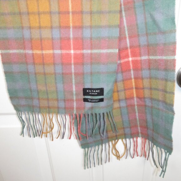KILTANE Of Scotland 100% Lambswool Scarf Multi Plaid 61" X 10.25" Fringe Excelle - Picture 7 of 7